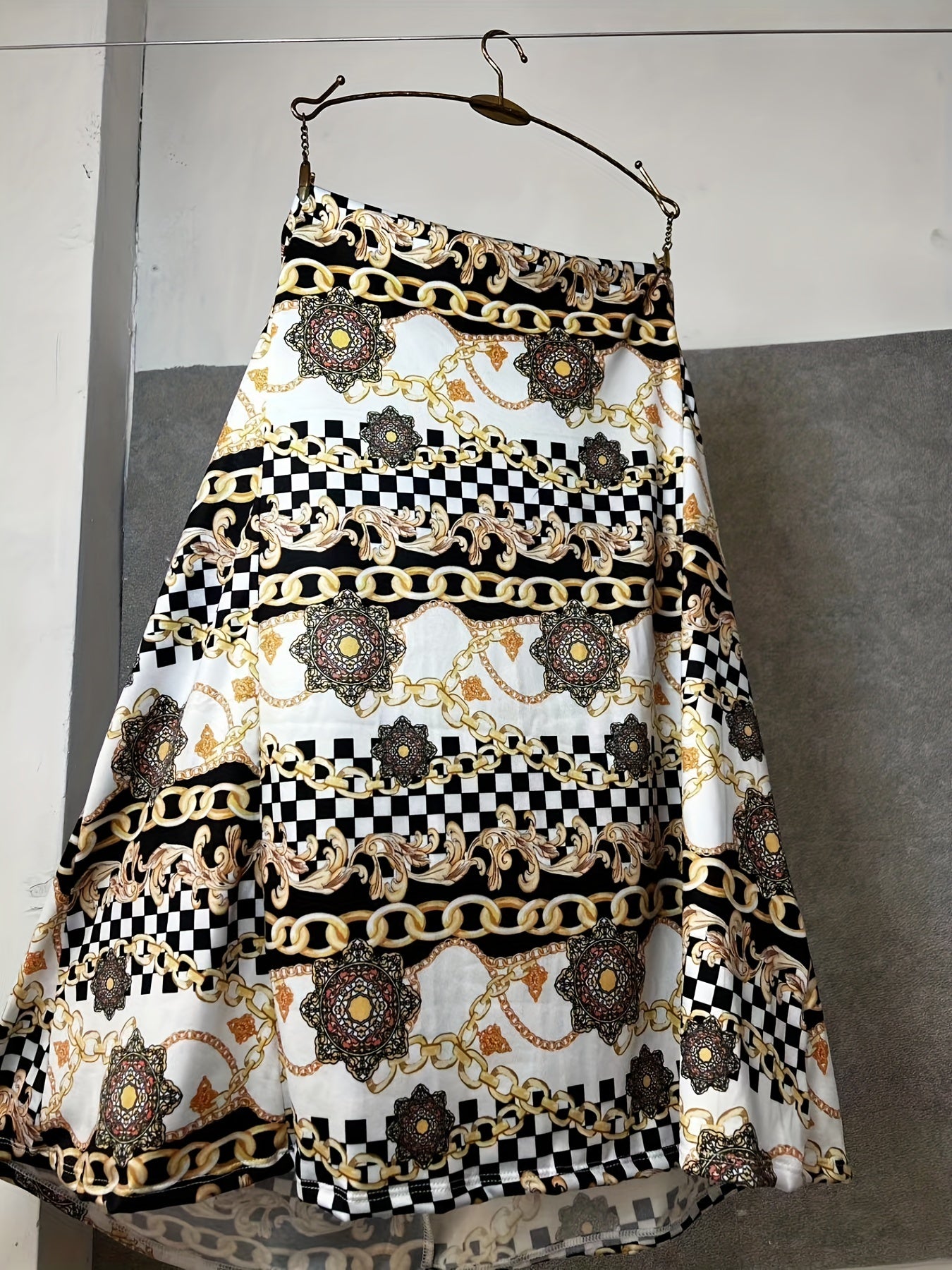 Boho Chain Print Halter Backless Dress