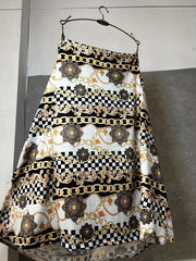 Boho Chain Print Halter Backless Dress