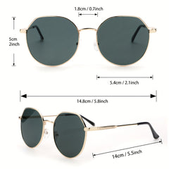 3pcs Metal Round Frame Sunglasses UV 400 Protection