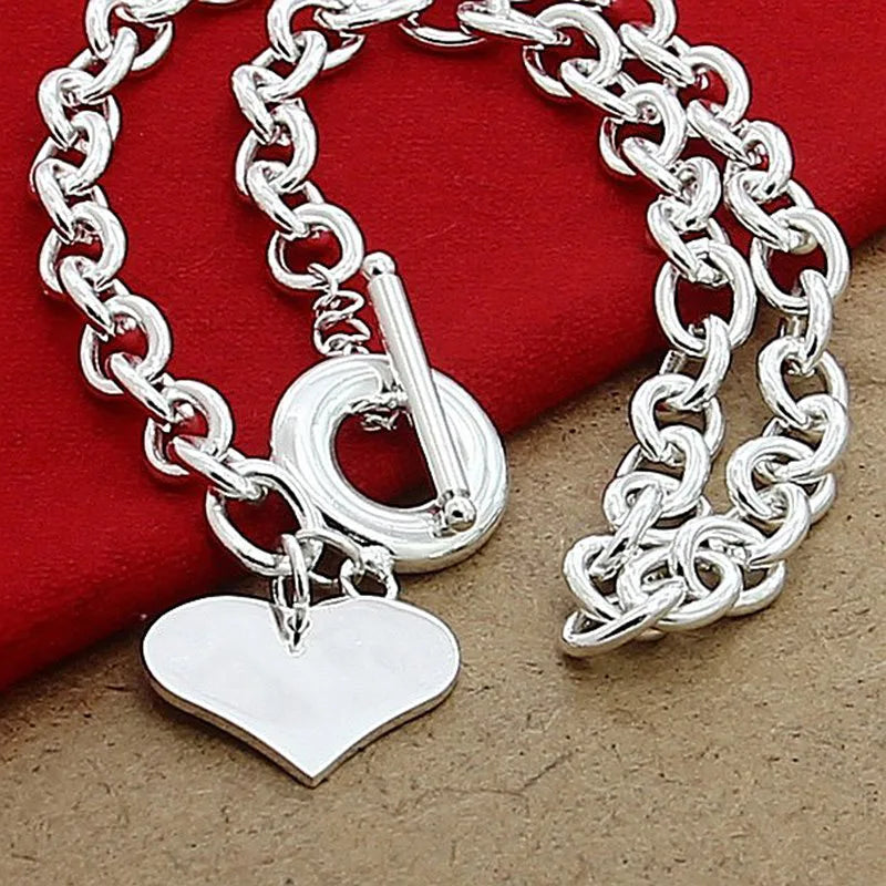 925 Silver Heart Pendant Necklaces For Women Wedding Jewelry