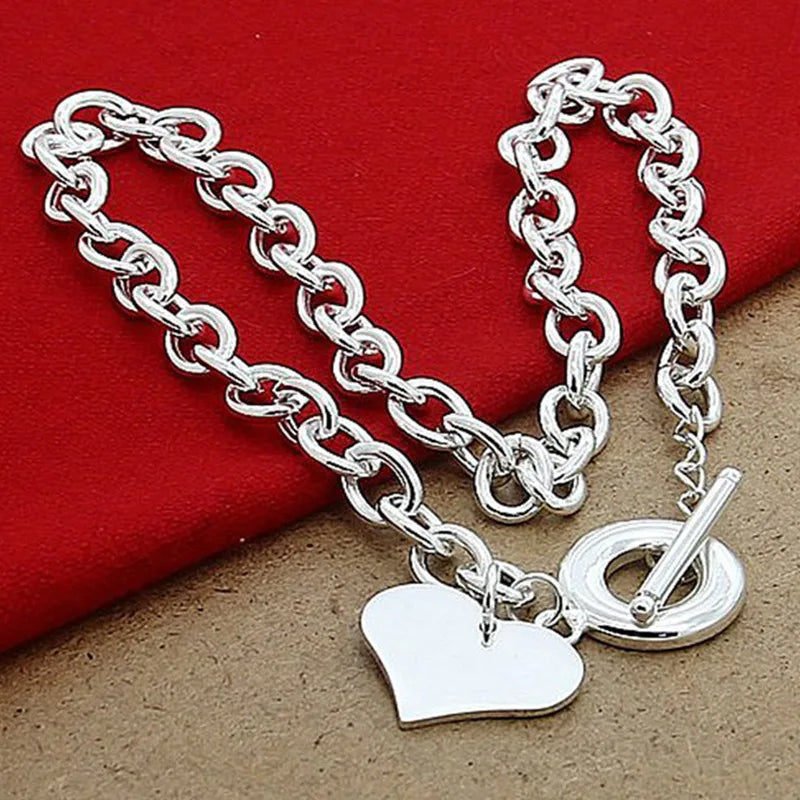 925 Silver Heart Pendant Necklaces For Women Wedding Jewelry