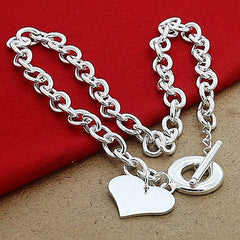 925 Silver Heart Pendant Necklaces For Women Wedding Jewelry