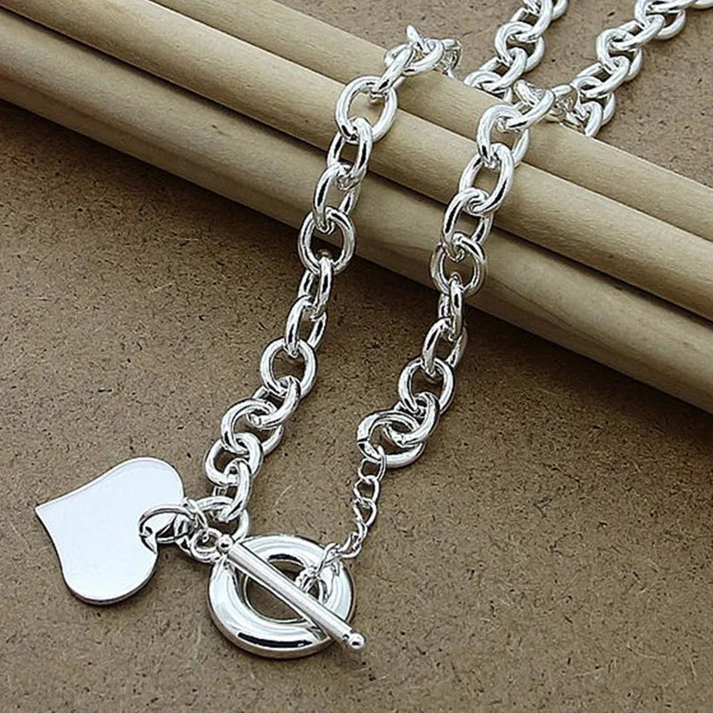 925 Silver Heart Pendant Necklaces For Women Wedding Jewelry