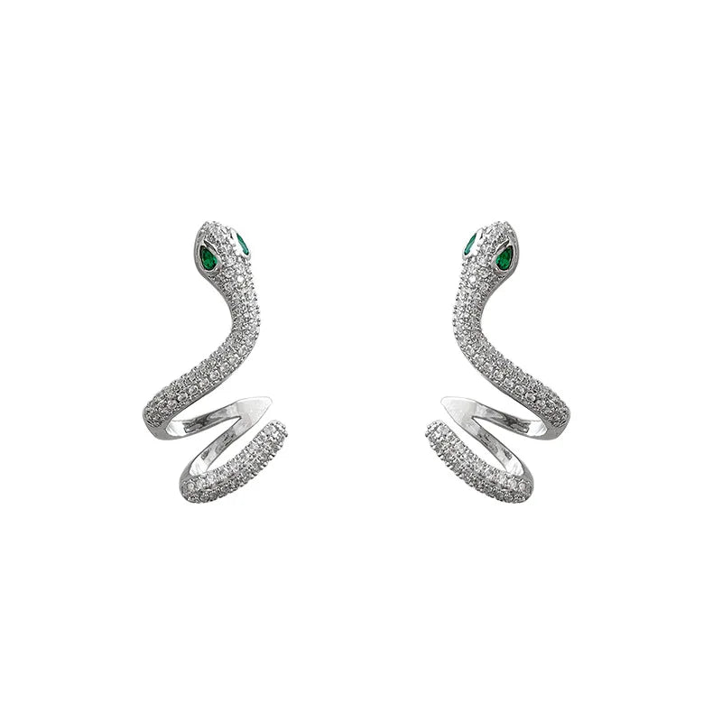 925 Silver Zircon Snake Earbone Clip Earstuds