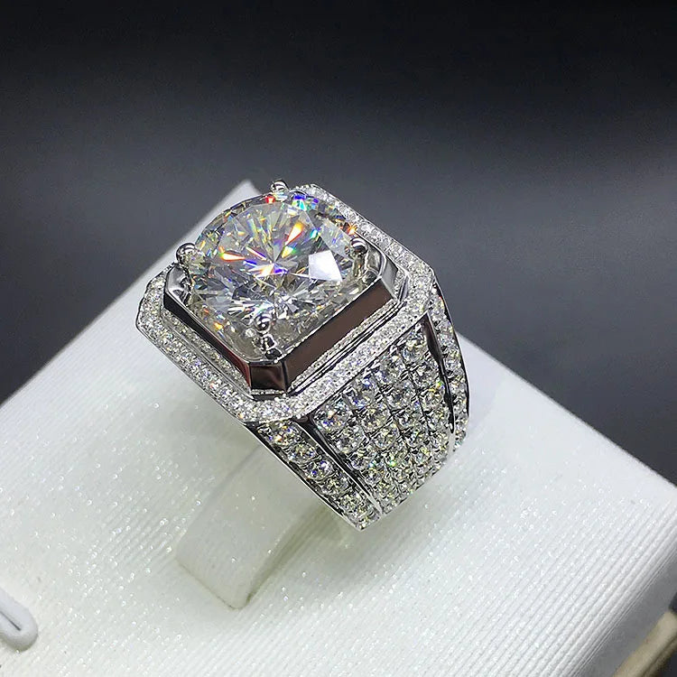 2 Carats Diamond Ring for Men 925 Silver