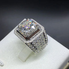 2 Carats Diamond Ring for Men 925 Silver