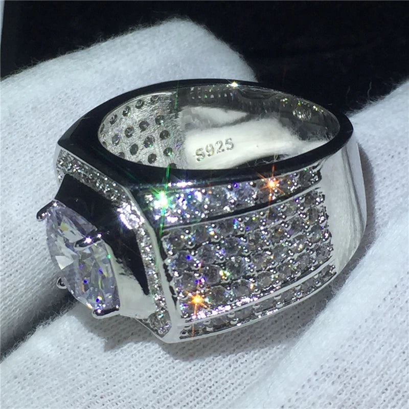 2 Carats Diamond Ring for Men 925 Silver