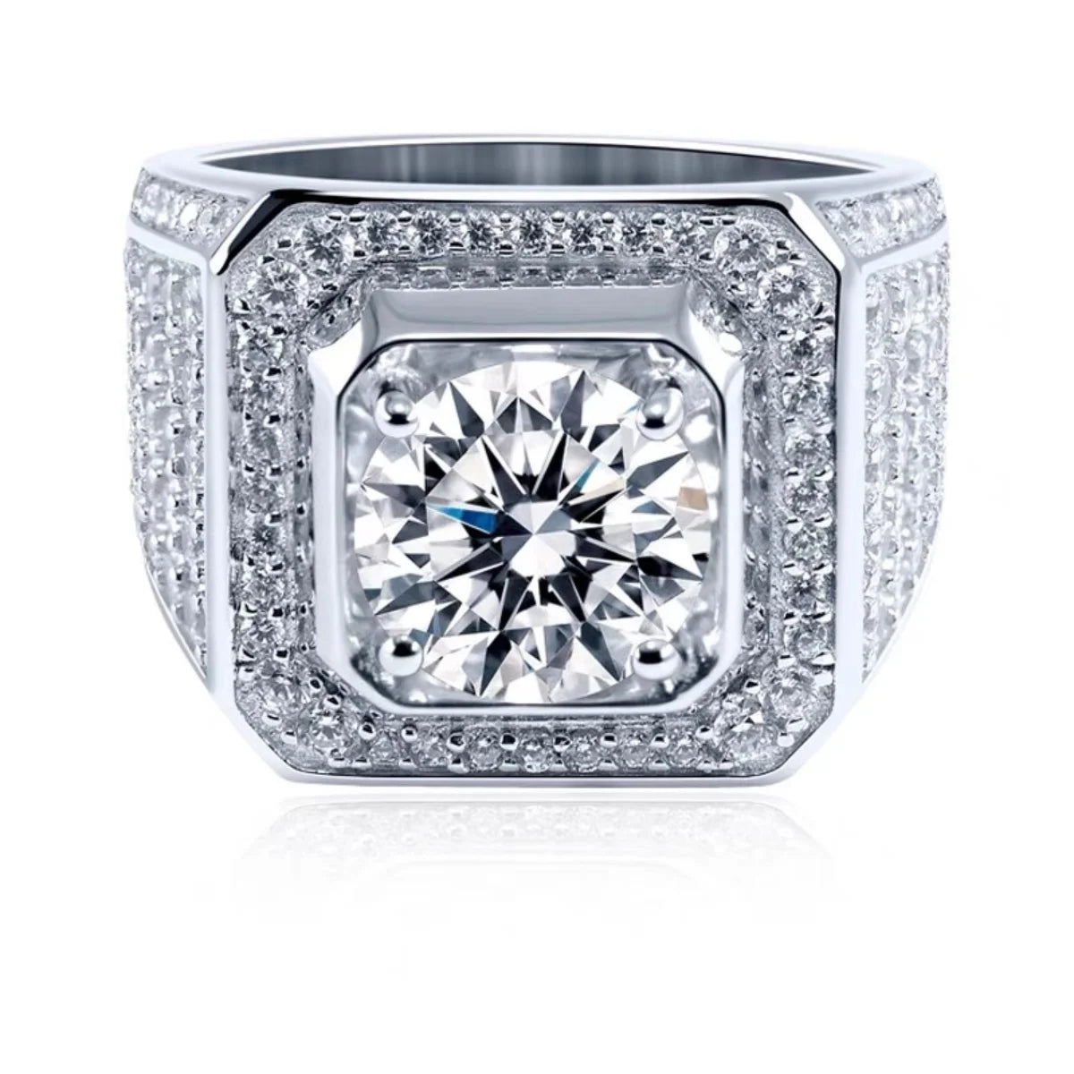 925 Silver 2 Ct Diamond Ring for Men Gemstone 925 Jewelry