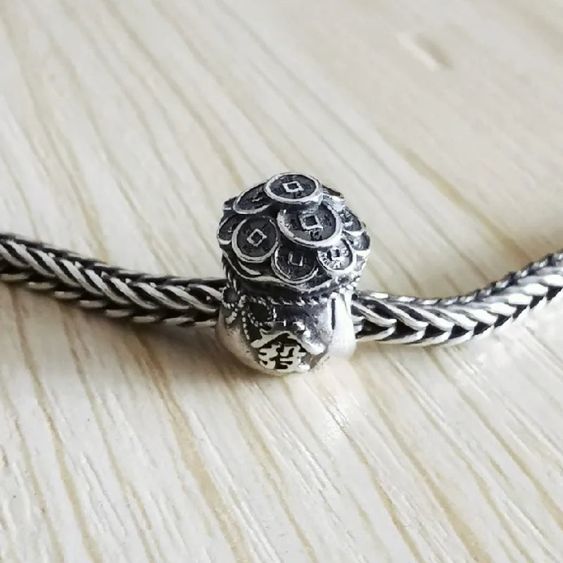 925 Silver Money Bag Fortune Beads for European Troll Bracelet