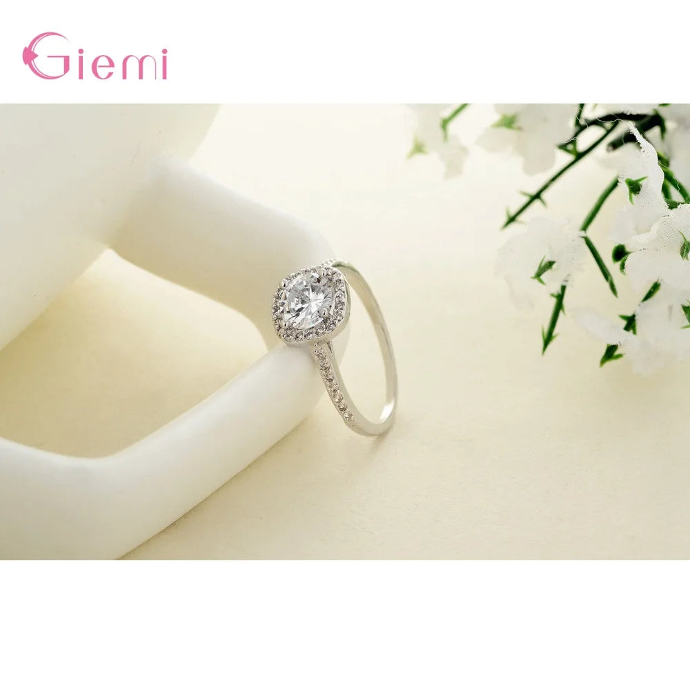 925 Silver Crystal Necklace Earrings Set Bridal Jewelry