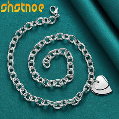 925 Silver Double Heart Pendant Necklace 18-Inch Chain