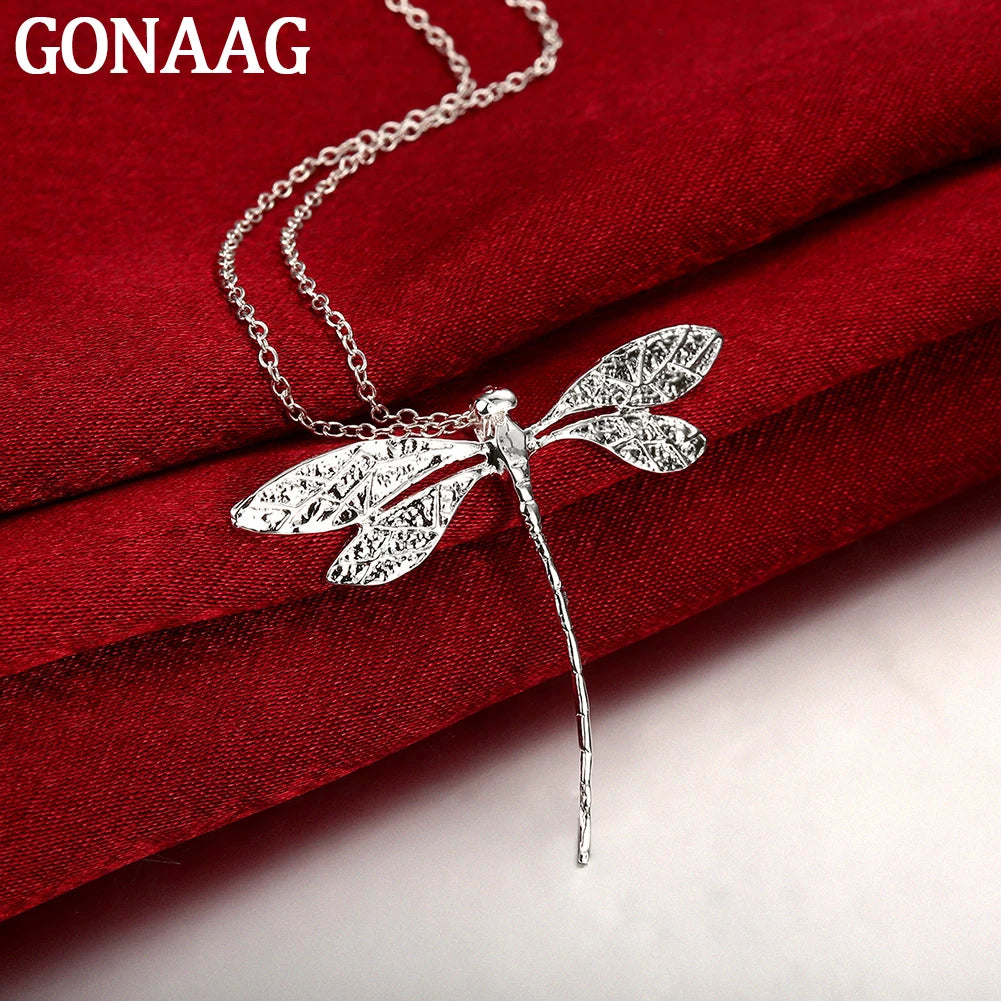 925 Silver Dragonfly Pendant Necklace for Women