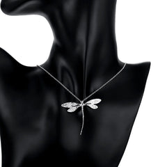 925 Silver Dragonfly Pendant Necklace for Women