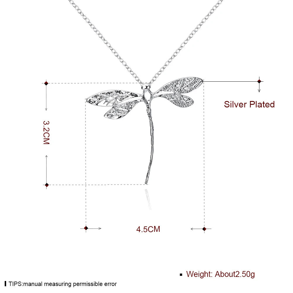 925 Silver Dragonfly Pendant Necklace for Women