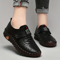Women's Hollow Out Flat Sneakers Low Top Hook & Loop Shoes