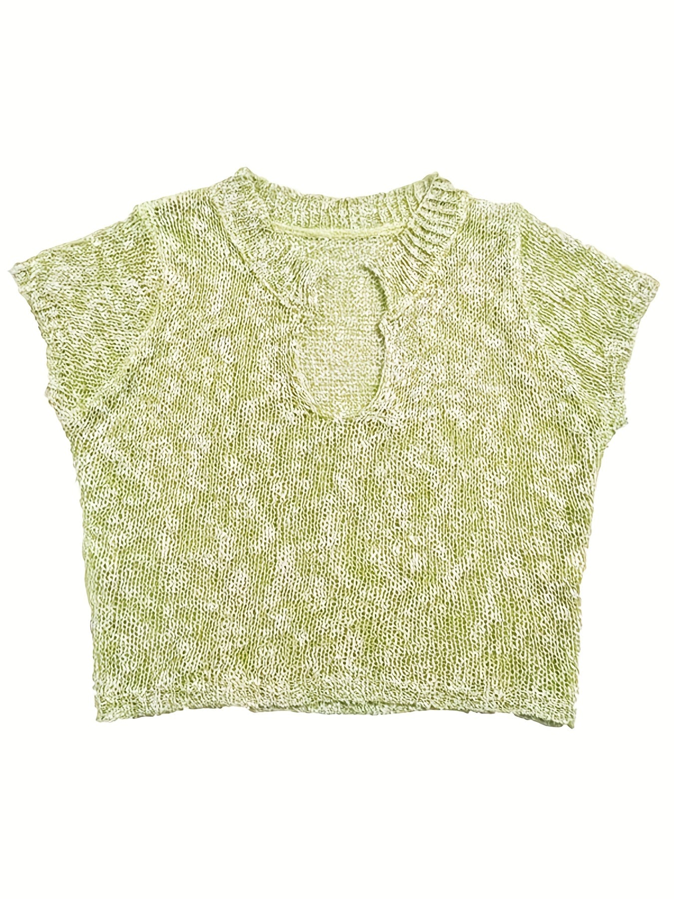 Slim V Neck Knit Sweater Short Sleeve for Spring & Summer