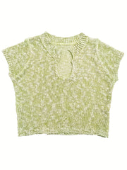 Slim V Neck Knit Sweater Short Sleeve for Spring & Summer