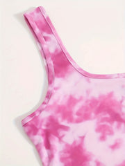 2pcs Tie Dye Tank Top Comfy Sports Top Women's Lingerie & Underwear