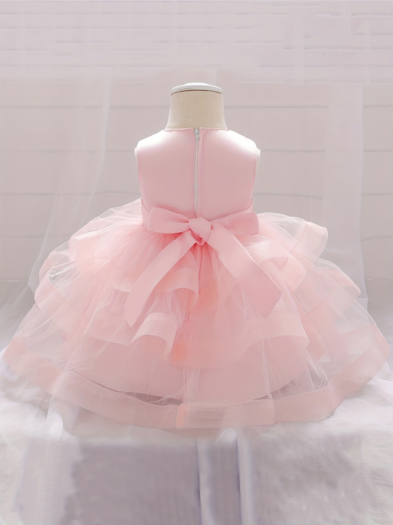 Mesh Puffy Dress Baby Christening Flower Girl Birthday Party Toddler Princess