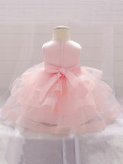 Mesh Puffy Dress Baby Christening Flower Girl Birthday Party Toddler Princess