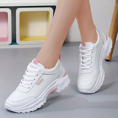 Women's Platform Sneakers Lace Up Low Round Toe Non slip Shoes