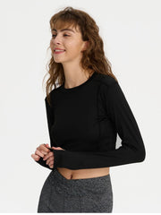 Sporty T Shirt Round Neck Mid Stretch Crop Sports Tee Women's Activewear