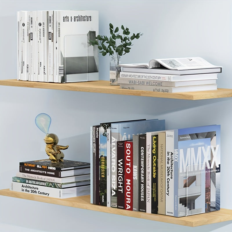 4pcs Acrylic Bookshelf Transparent Book Clip Organizer