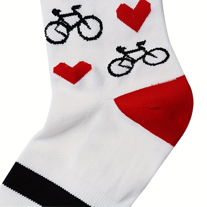 Bicycle Love Pattern Cycling Calf Socks - Outdoor Sports