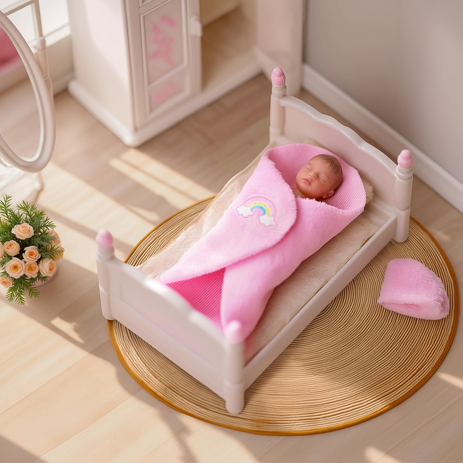 BABESIDE 7 Realistic Mini Silicone Newborn Baby Girl Doll Light Beige Texture