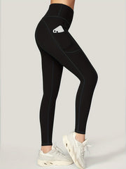 Solid Fitness Leggings with Pocket High Waist Yoga Pants