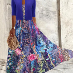 Two Piece Dress Set Solid Half Sleeve Crop Cardigan & Floral Print Cami Dress