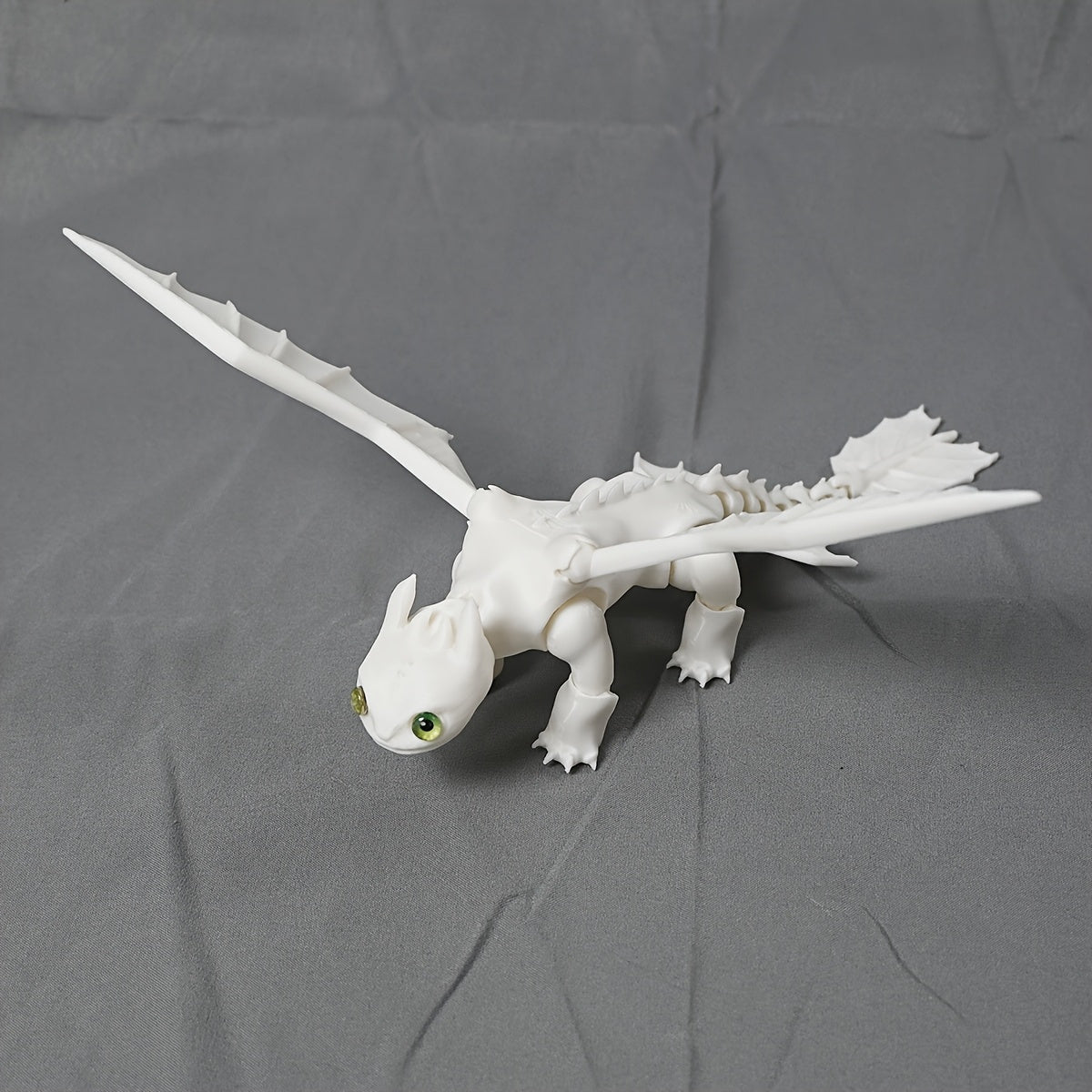 3D Printed Dragon Statue Pink Plastic Decor with Green Eyes