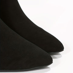 Solid Kitten Heel Ankle Boots Point Toe Side Zipper