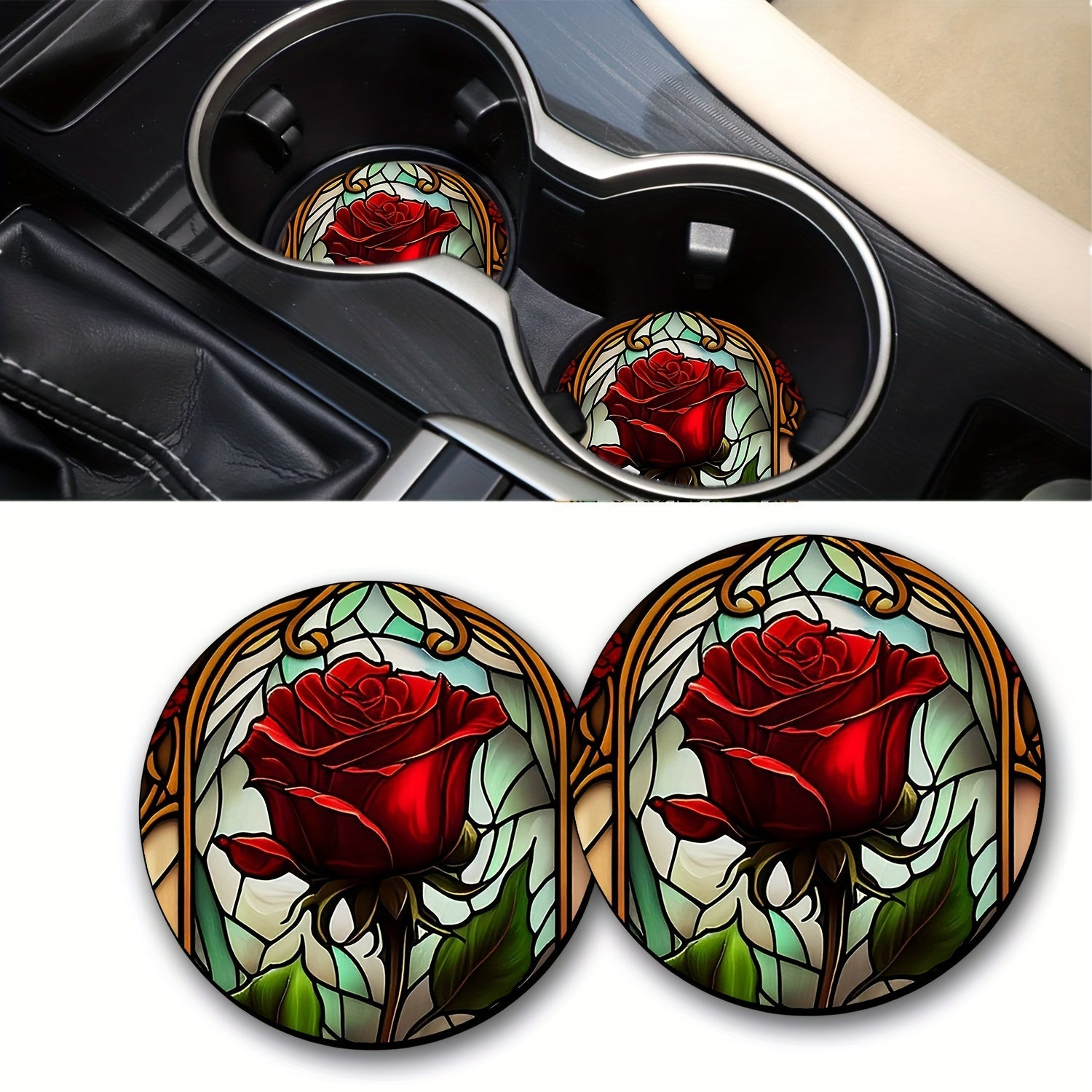 2pcs Holiday Party Coaster Decorative Mat Coffee Coaster Waterproof Round