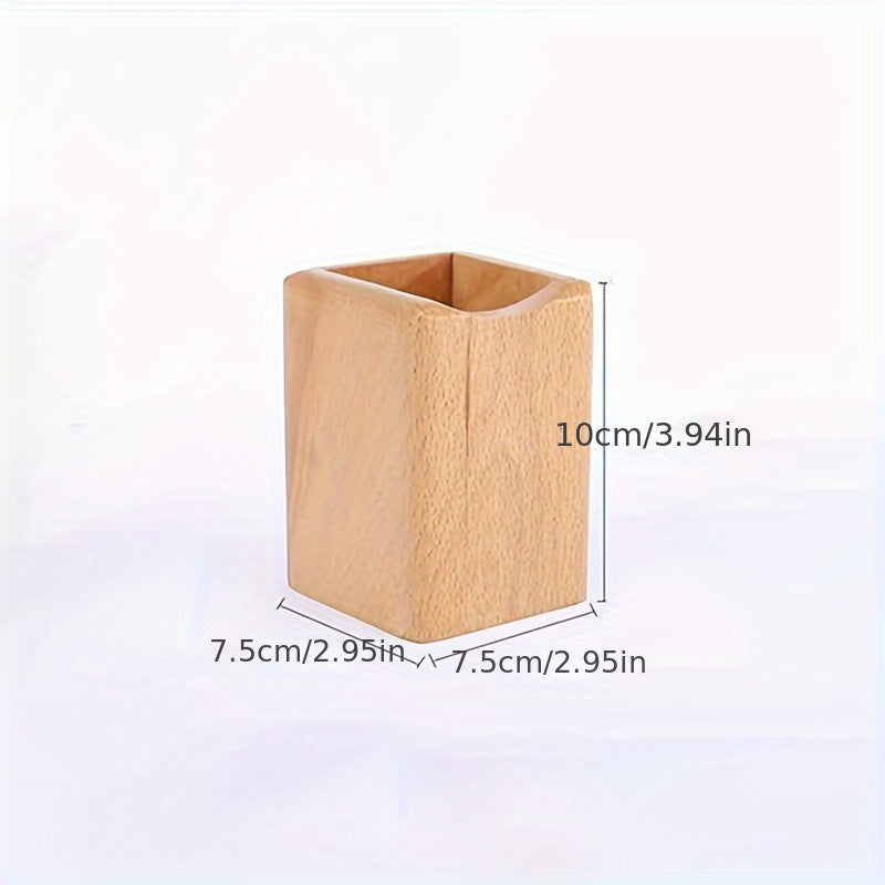 Wooden Pen Holder Office Stationery Organizer Desktop Storage Box
