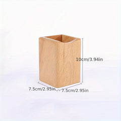 Wooden Pen Holder Office Stationery Organizer Desktop Storage Box