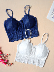 2pcs Wireless Lace Bras Comfy & Breathable Women's Lingerie