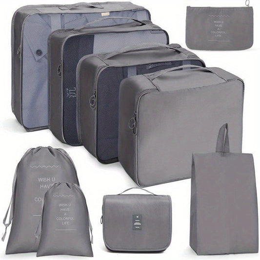 9 Pcs Lightweight Zipper Luggage Bags for Travel Organizers