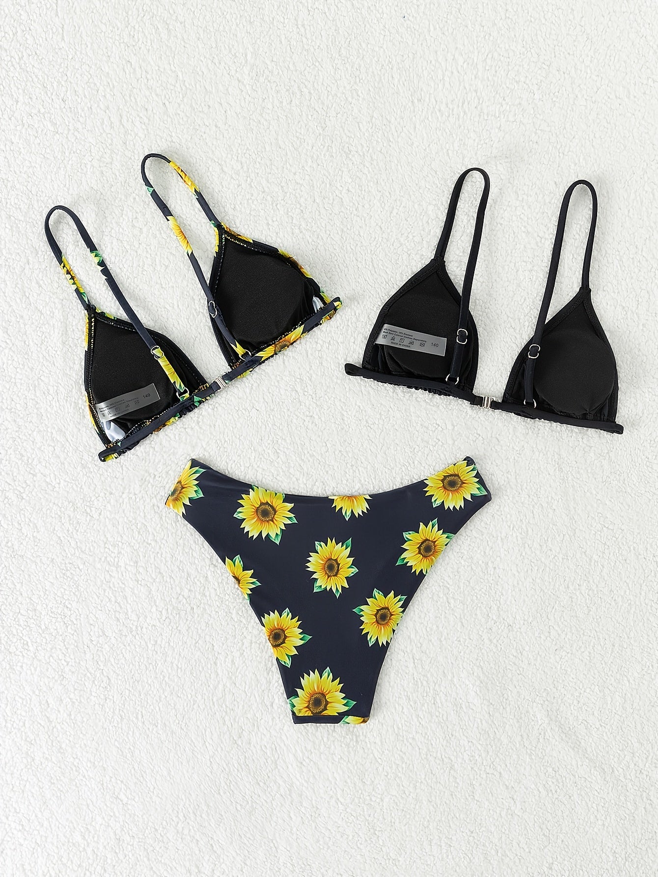 2pcs Girl's Sunflower Bikini Set Bathing Suit for Summer Vacation
