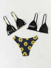 2pcs Girl's Sunflower Bikini Set Bathing Suit for Summer Vacation