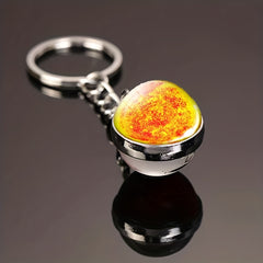 Moon Keychain Solar System Galaxy Nebula Earth Mars Saturn Pendant