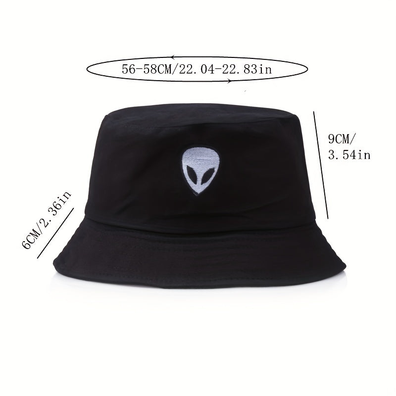 Alien Embroidery Bucket Hat Men Women Hip Hop Street Dance Sun Hat