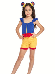 Toddler Girls Ruffle Trim Bow Front Rompers Jumpsuits