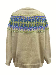 Striped Jacquard Button Up Sweater Cardigan