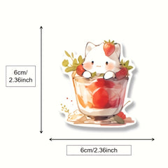 54pcs Strawberry Cat Cup Cartoon Waterproof Game Stickers