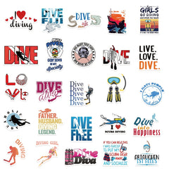 50pcs Diving Sign Waterproof Stickers for Phone Laptop Luggage Ipad Hand Bill