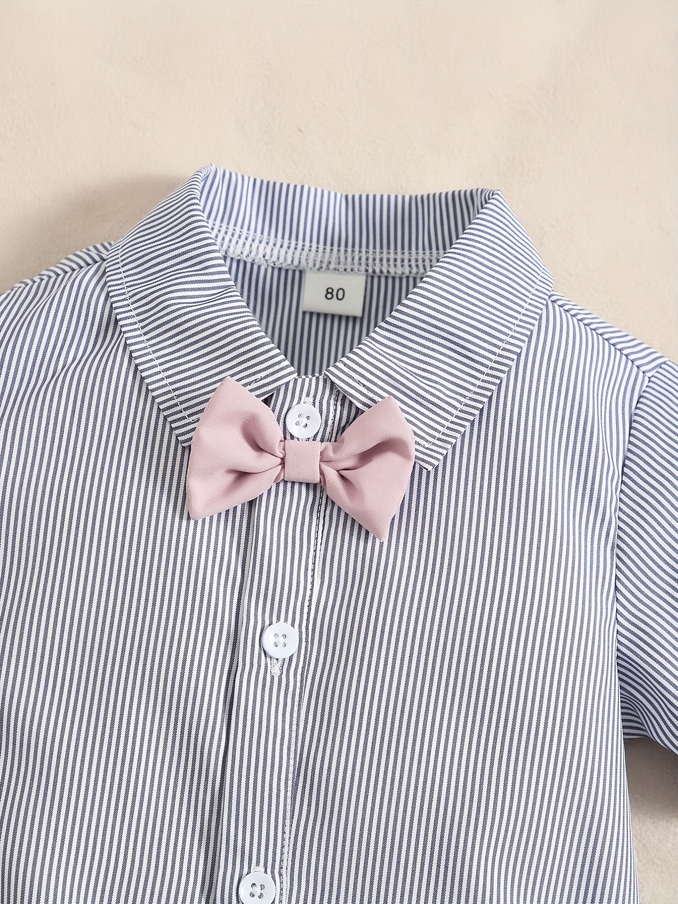 2pcs Baby Boys Gentleman Set Bowtie Shirt Onesie & Suspender Shorts