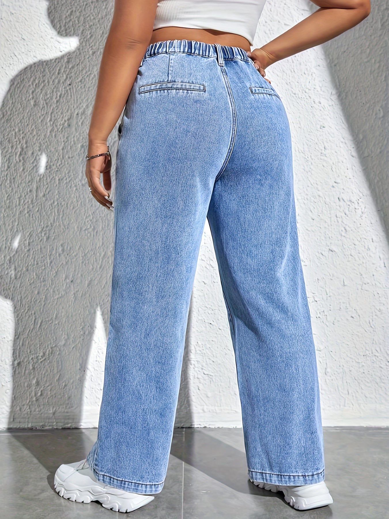 Solid Wide Leg Jeans
