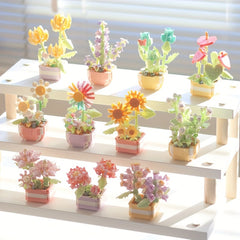 DIY Building Blocks Flower Potted Plant Toy Desktop Decorative Ornament