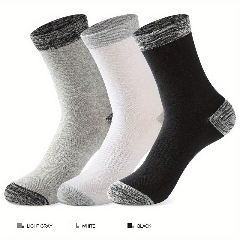 Men's Solid Crew Socks Breathable Comfy Casual Unisex Outdoor Wear